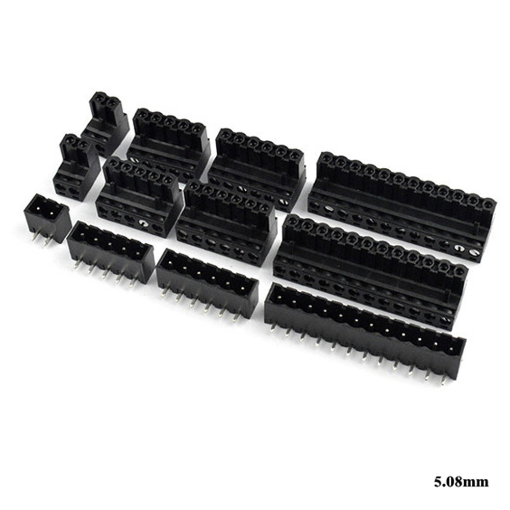 5.08mm Pitch PCB Pluggable Screw Terminal Blocks Plug + Right Angle Pin ...