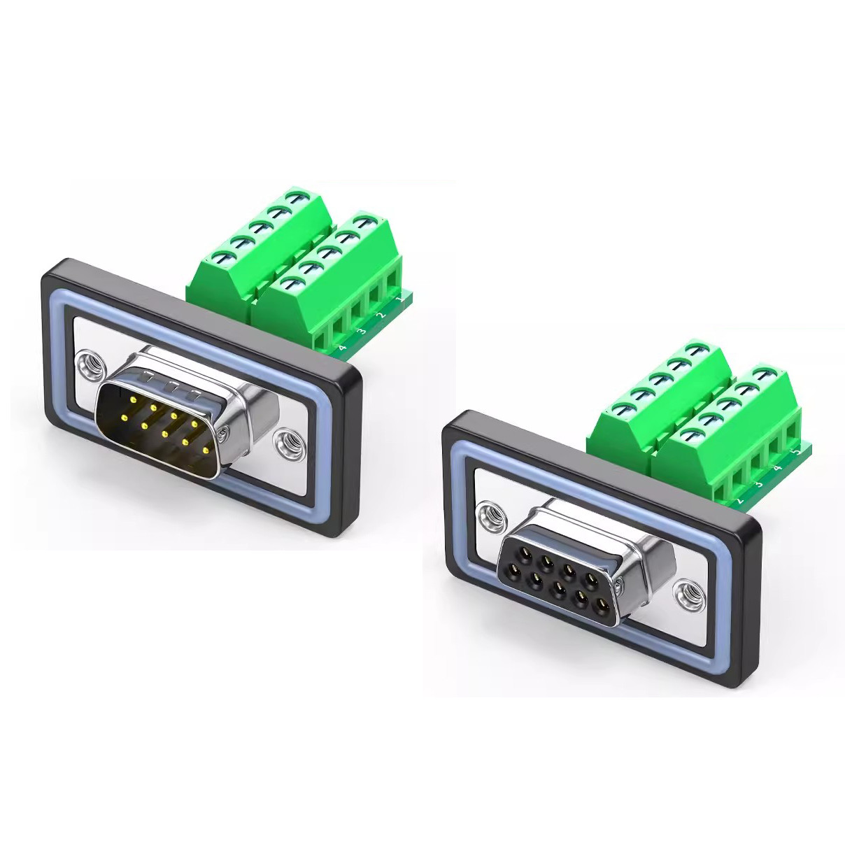 Waterproof DB9 Connector D Sub 9 Pin to Screw Terminal Blocks RS 232