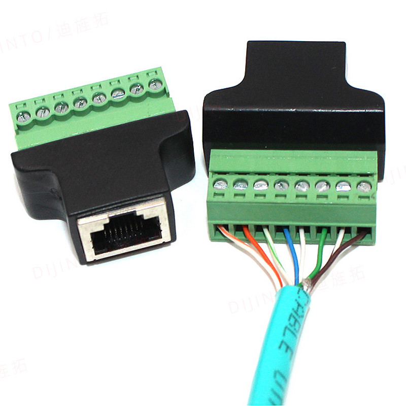 RJ45 Female Jack 8P8C to 8 Pin Screw Terminal Block Adapter for CCTV